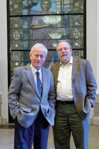 Denby (right) studied Lit Hum under Tayler as an undergraduate and again 30 years later when he took the course as an alumnus and wrote Great Books.Photo: Leslie Jean-Bart '76 '77J